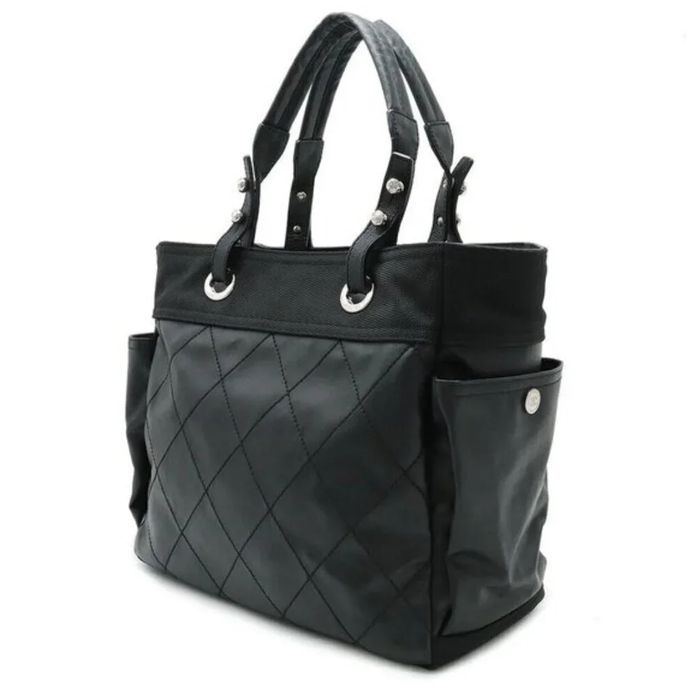 Chanel Paris Biarritz GM Leather Black with Pouch Tote Bag